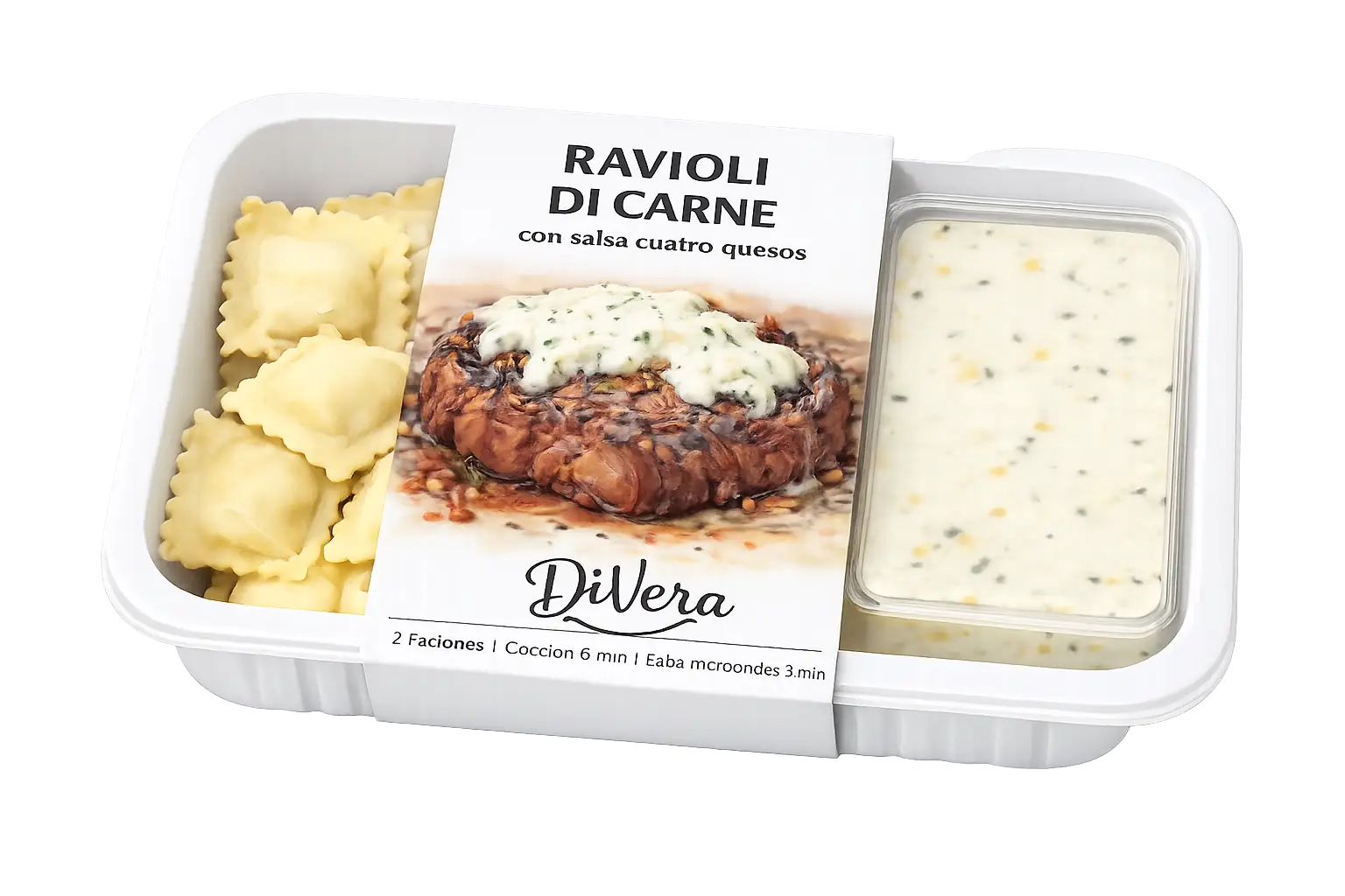 Ravioli Di Carne con Salsa 4 Quesos (500g)